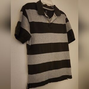 Faded Glory Men's Polo Striped Pullover 2 Button Front Size M